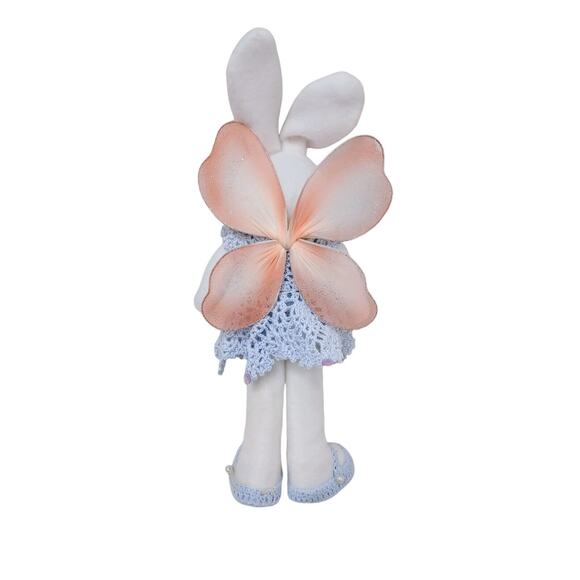 EASTER Rabbit GIRL BUNNY 11" Blue Crochet Dress Decoration Room Decor Whymsical - Picture 10 of 14